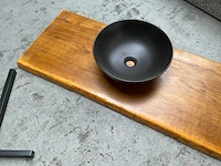 Massief houten wastafelblad met kom - afbeelding 4 van  5