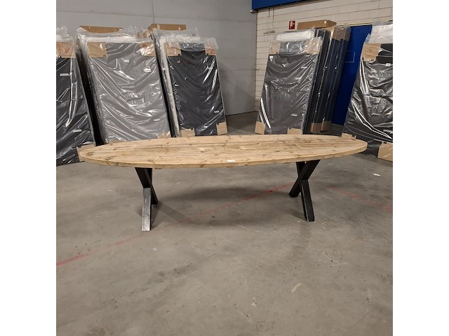 Massief vurenhouten eetkamertafel, wood industries, bruin - afbeelding 4 van  22