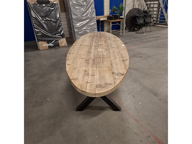 Massief vurenhouten eetkamertafel, wood industries, bruin - afbeelding 6 van  22