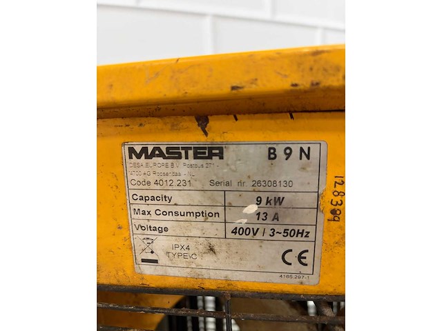 Master - b9epb - elektrische kachel met ca 10 meter krachtstroomkabel - afbeelding 3 van  4