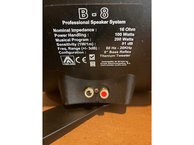 Master audio b-8 professional speaker (2x) - afbeelding 4 van  4