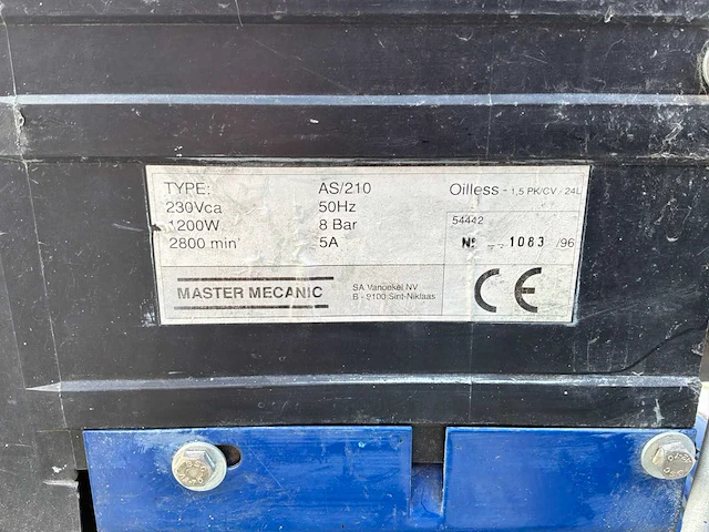 Master mecanic as/210 hogedrukcompressor - afbeelding 2 van  3