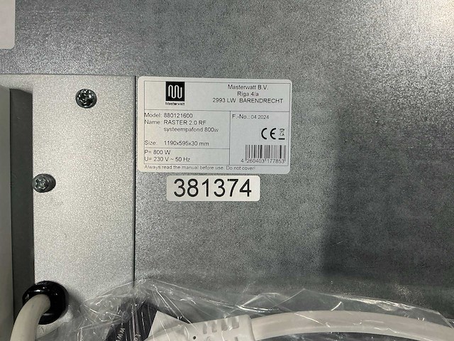 Masterwatt raster 2.0 rf infraroodpaneel 1190x595mm - afbeelding 5 van  8