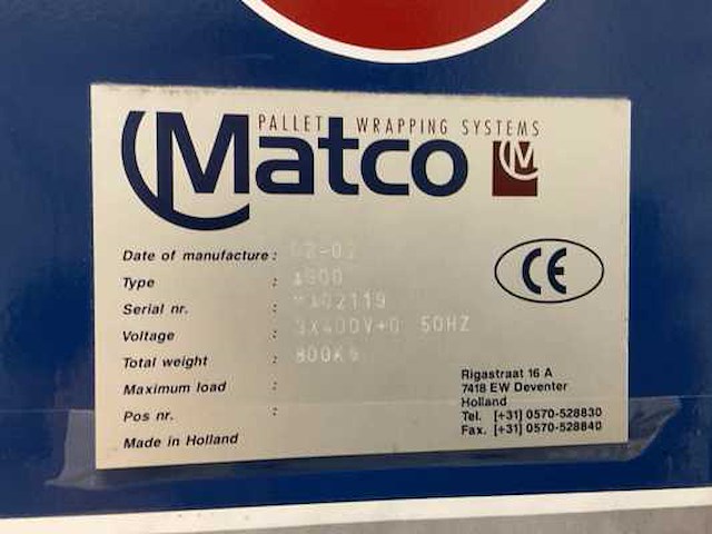 Matco a900 palletfoliewikkelaar - afbeelding 4 van  4