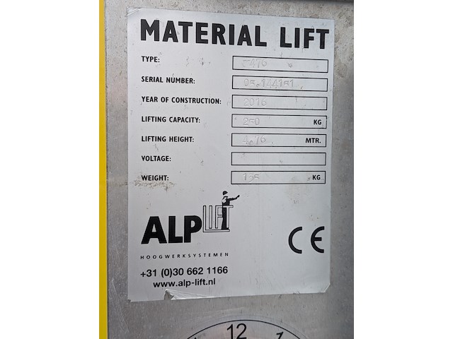 Materiaallift alp lift, m 476, bouwjaar 2016 - afbeelding 12 van  12