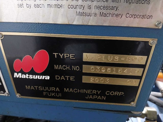 Matsuura - 2003 - v plus 800 - cnc freesmachine - afbeelding 18 van  25