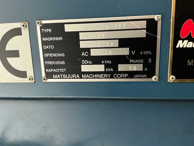 Matsuura - 2005 - v.plus 550 - verticale machinecentra - afbeelding 3 van  14