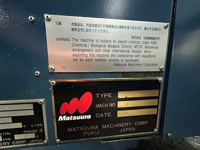 Matsuura _ yaskawa - 2004-2016 - mam72-25v _ dx 200 - verticale machinecentra - afbeelding 15 van  56