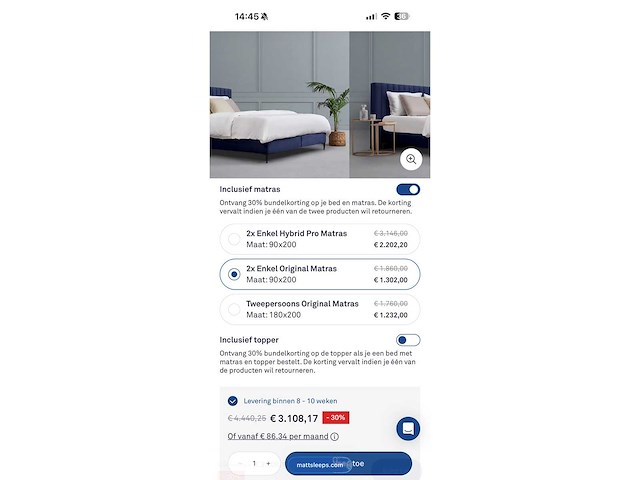 Matt sleep velvet blauw 200x180 - bed - afbeelding 7 van  17