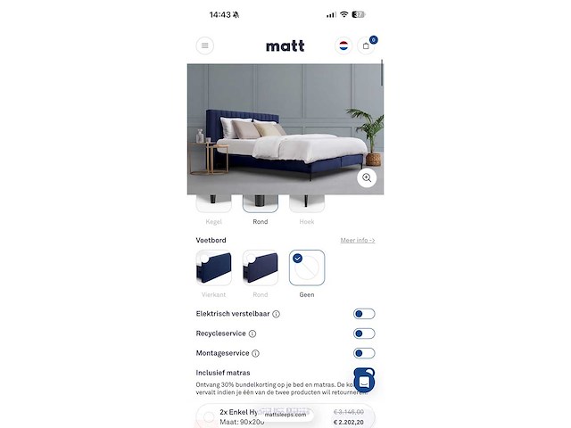 Matt sleep velvet blauw 200x180 - bed - afbeelding 8 van  17