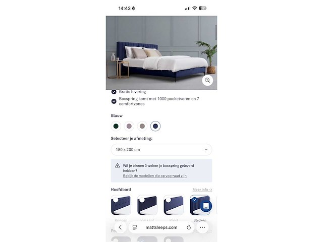 Matt sleep velvet blauw 200x180 - bed - afbeelding 9 van  17