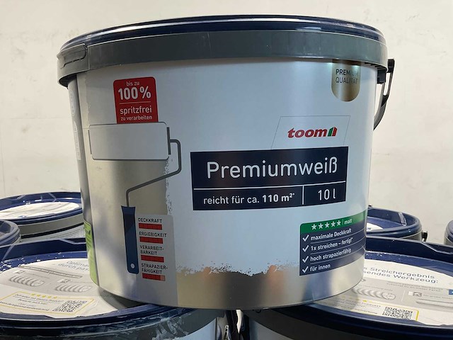 Matte muur- en plafondverf - 10 liter - wit (10x) - afbeelding 1 van  6