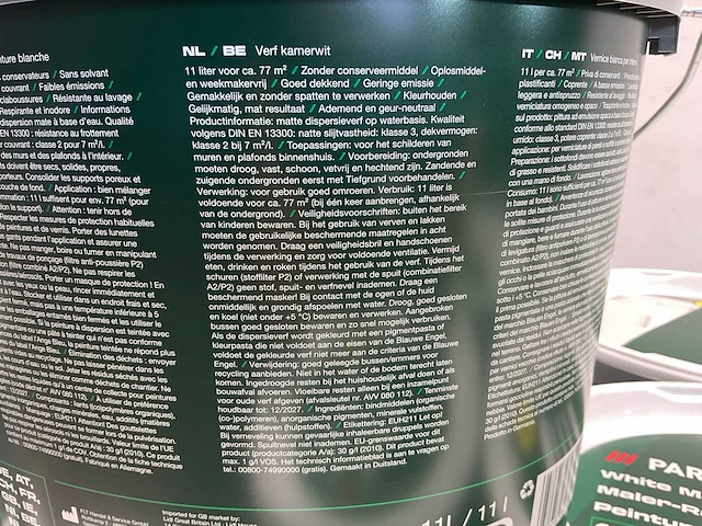 Matte muur- en plafondverf - 11 liter - wit (10x) - afbeelding 10 van  12