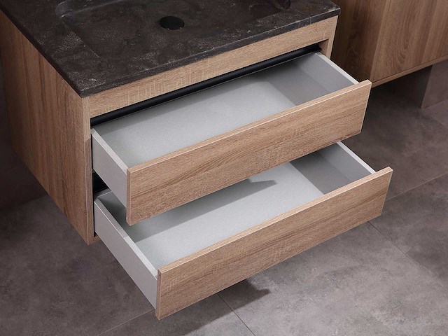 Mawialux badkamermeubel 1-persoons 80cm bruin eiken met hangkast - afbeelding 3 van  8