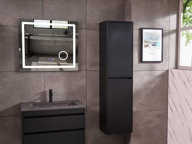 Mawialux badkamermeubel 1-persoons 80cm mat zwart met 1 hangkast - afbeelding 3 van  26