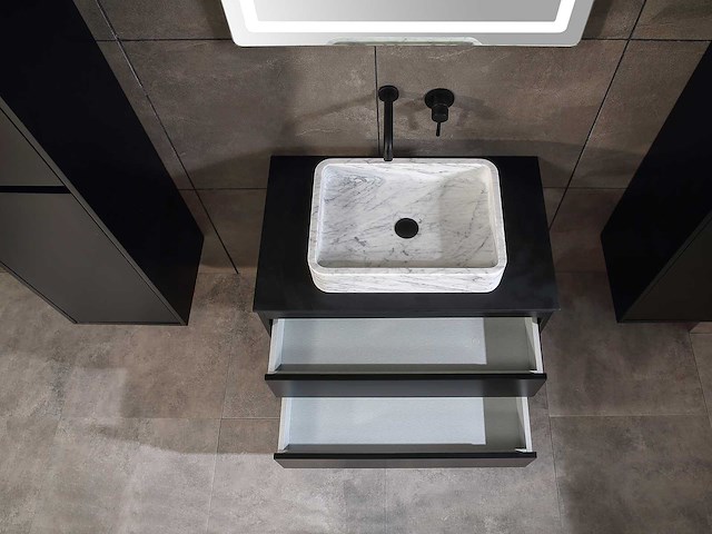 Mawialux badkamermeubel 1-persoons 80cm mat zwart met 1 hangkast - afbeelding 15 van  26