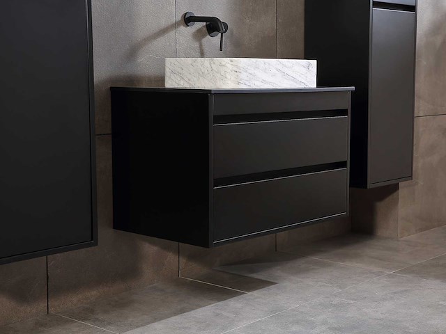 Mawialux badkamermeubel 1-persoons 80cm mat zwart met 1 hangkast - afbeelding 17 van  26