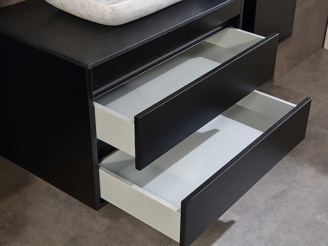 Mawialux badkamermeubel 1-persoons 80cm mat zwart met 1 hangkast - afbeelding 18 van  26