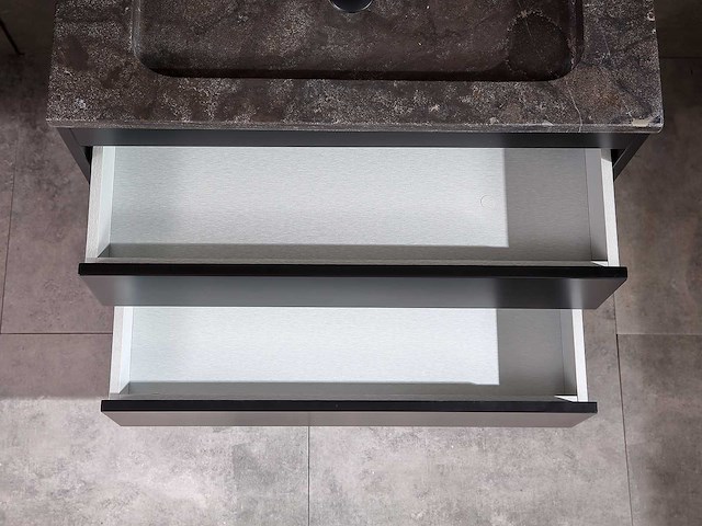 Mawialux badkamermeubel 1-persoons 80cm mat zwart met 1 hangkast - afbeelding 6 van  36