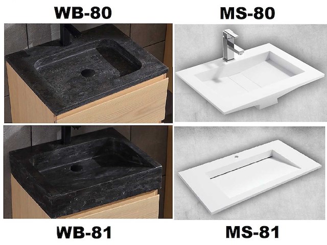 Mawialux badkamermeubel 1-persoons 80cm mat zwart met 1 hangkast - afbeelding 16 van  36