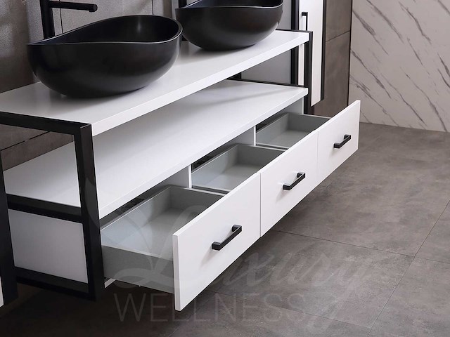 Mawialux badkamermeubel 150cm met 2 hangkasten - mat wit - afbeelding 7 van  30