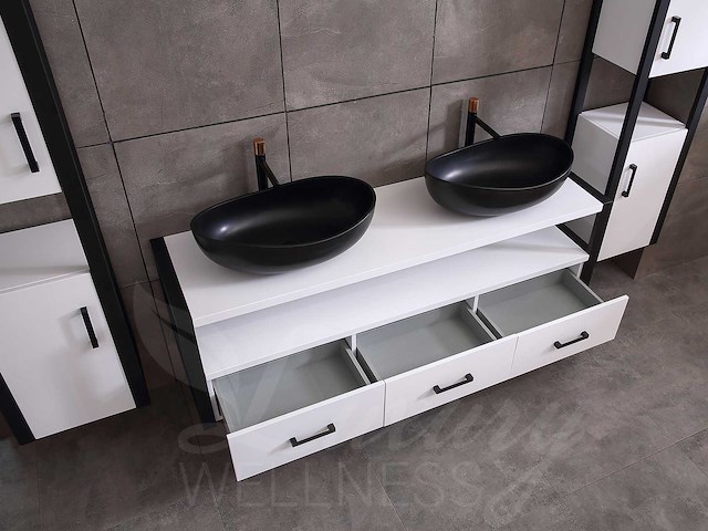 Mawialux badkamermeubel 150cm met 2 hangkasten - mat wit - afbeelding 6 van  28