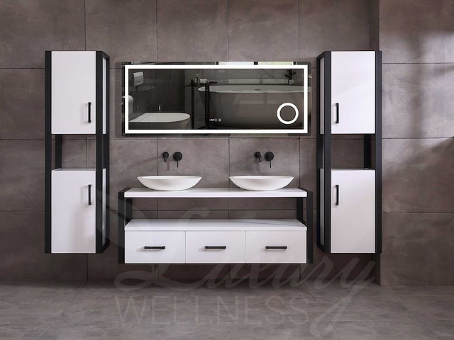 Mawialux badkamermeubel 150cm met 2 hangkasten - mat wit - afbeelding 1 van  28