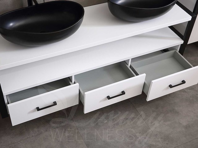 Mawialux badkamermeubel 150cm met 2 hangkasten - mat wit - afbeelding 3 van  30