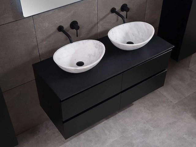 Mawialux badkamermeubel 2-persoons 120cm - mat zwart met (hangkast) - afbeelding 8 van  23