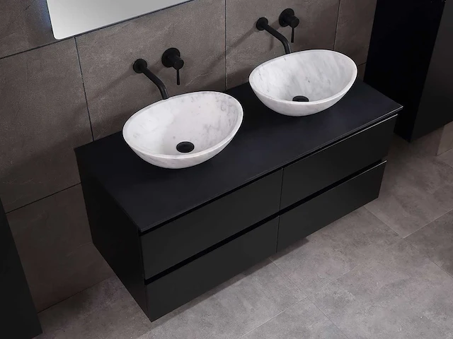 Mawialux badkamermeubel 2-persoons 120cm - mat zwart met (hangkast) - afbeelding 10 van  26