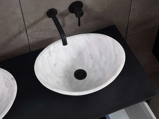 Mawialux badkamermeubel 2-persoons 120cm - mat zwart met (hangkast) - afbeelding 10 van  25