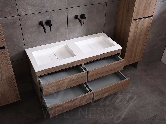 Mawialux badkamermeubel 2-persoons 120cm bruin eiken met hangkast - afbeelding 5 van  13