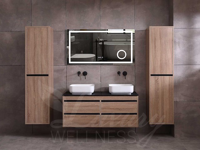 Mawialux badkamermeubel 2-persoons 120cm bruin eiken met hangkast - afbeelding 13 van  13