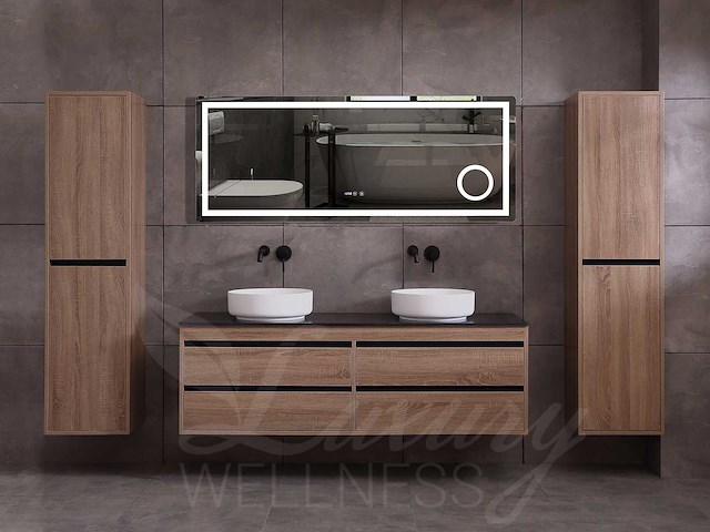 Mawialux badkamermeubel 2-persoons 160cm bruin eiken met hangkast - afbeelding 2 van  49