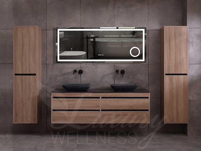 Mawialux badkamermeubel 2-persoons 160cm bruin eiken met hangkast - afbeelding 3 van  49