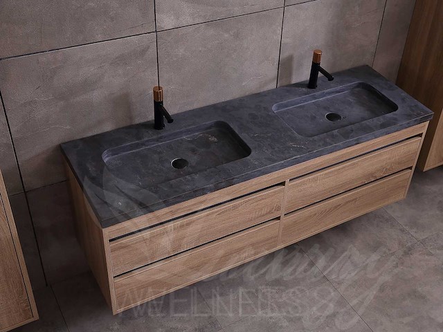 Mawialux badkamermeubel 2-persoons 160cm bruin eiken met hangkast - afbeelding 4 van  49