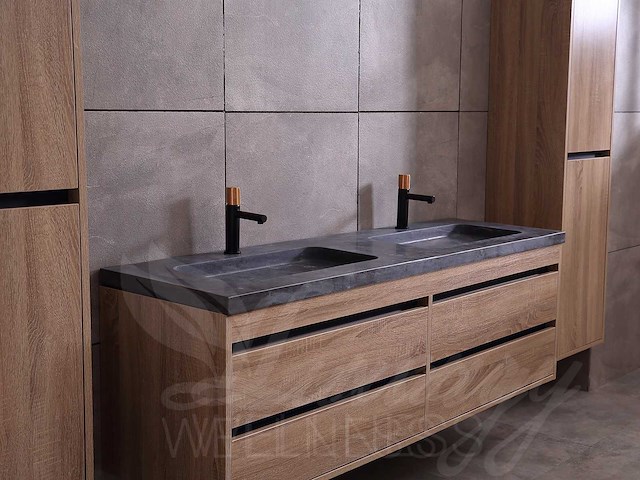 Mawialux badkamermeubel 2-persoons 160cm bruin eiken met hangkast - afbeelding 8 van  49