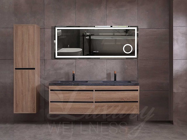 Mawialux badkamermeubel 2-persoons 160cm bruin eiken met hangkast - afbeelding 1 van  49