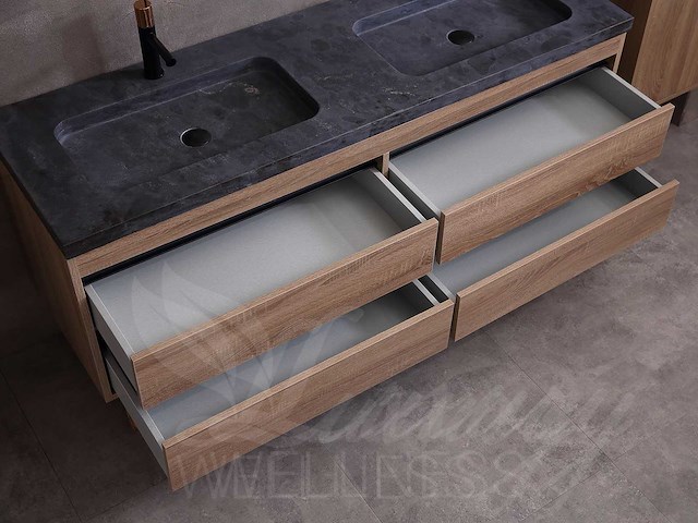 Mawialux badkamermeubel 2-persoons 160cm bruin eiken met hangkast - afbeelding 16 van  49