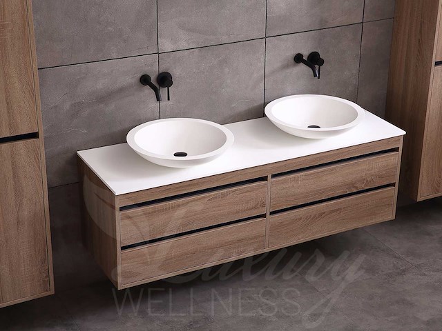 Mawialux badkamermeubel 2-persoons 160cm bruin eiken met hangkast - afbeelding 21 van  49