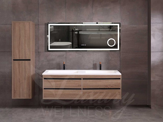 Mawialux badkamermeubel 2-persoons 160cm bruin eiken met hangkast - afbeelding 12 van  49