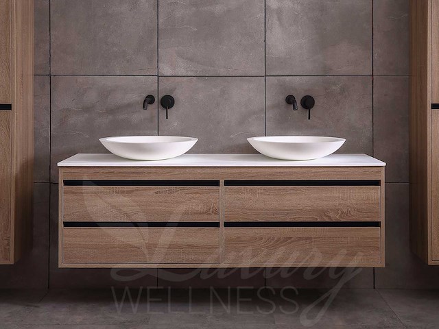 Mawialux badkamermeubel 2-persoons 160cm bruin eiken met hangkast - afbeelding 27 van  49