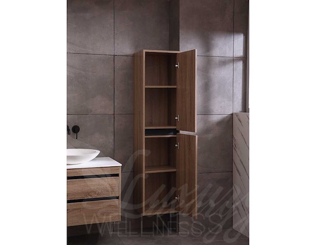 Mawialux badkamermeubel 2-persoons 160cm bruin eiken met hangkast - afbeelding 29 van  49