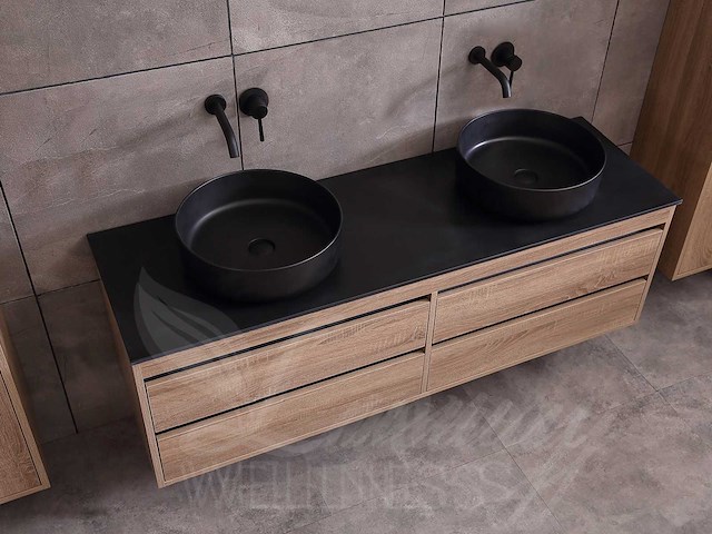 Mawialux badkamermeubel 2-persoons 160cm bruin eiken met hangkast - afbeelding 30 van  49