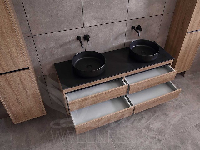 Mawialux badkamermeubel 2-persoons 160cm bruin eiken met hangkast - afbeelding 32 van  49