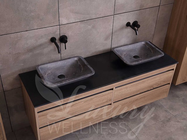 Mawialux badkamermeubel 2-persoons 160cm bruin eiken met hangkast - afbeelding 39 van  49