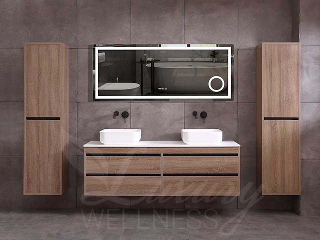 Mawialux badkamermeubel 2-persoons 160cm bruin eiken met hangkast - afbeelding 43 van  49