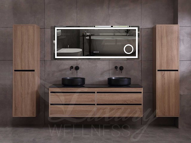 Mawialux badkamermeubel 2-persoons 160cm bruin eiken met hangkast - afbeelding 47 van  49