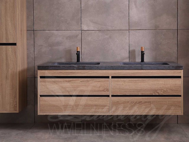Mawialux badkamermeubel 2-persoons 160cm bruin eiken met hangkast - afbeelding 4 van  52
