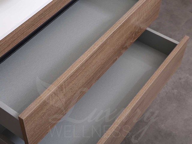 Mawialux badkamermeubel 2-persoons 160cm bruin eiken met hangkast - afbeelding 36 van  52